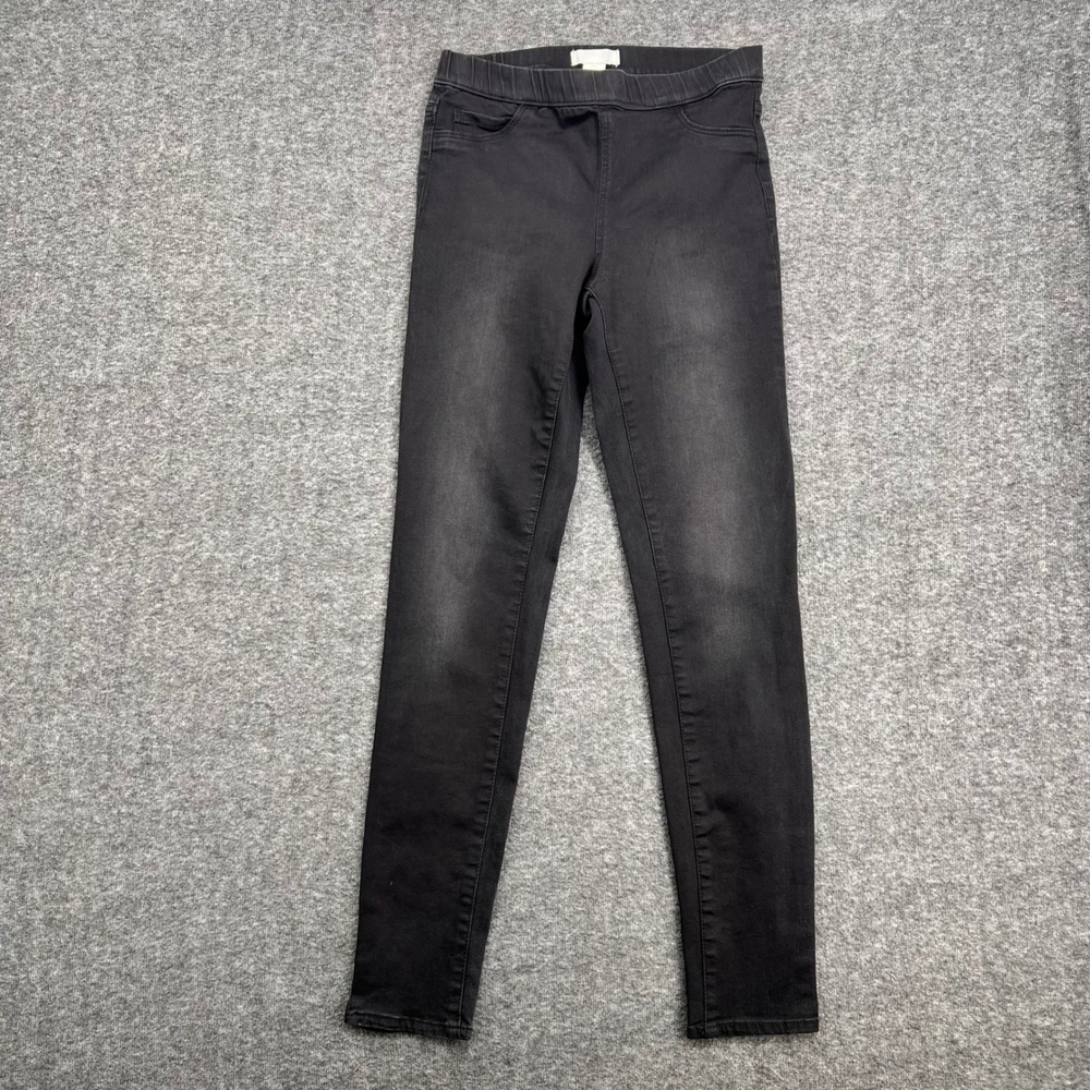 HM Womens High Waist Black Denim Jeggings Skinny Pull On Pants Size 6